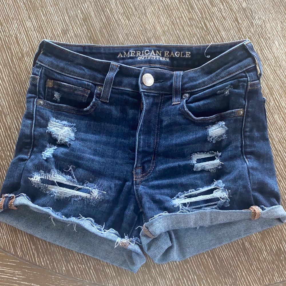 American Eagle Ripped Denim Jean Shorts Size 2